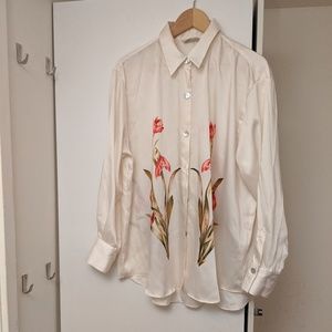 Zara Floral Silky Shirt/Blouse XL